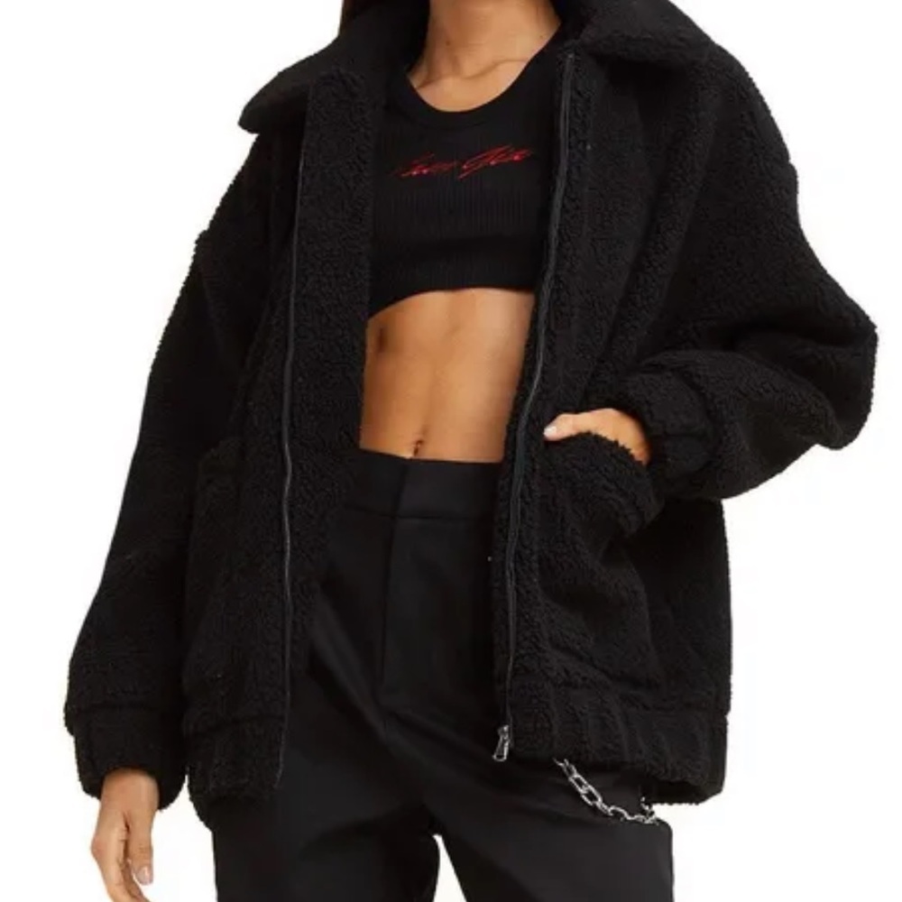 I.AM.GIA Pixie Black Sherpa Teddy Coat Jacket